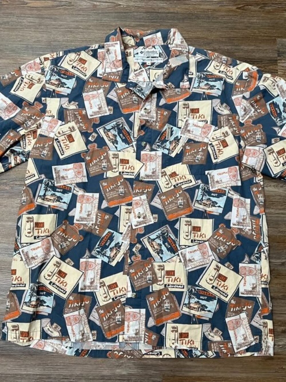 Columbia Hawaiian Shirt - Men Size XL - Tiki Bar Theme - 100% Cotton -Short Slee